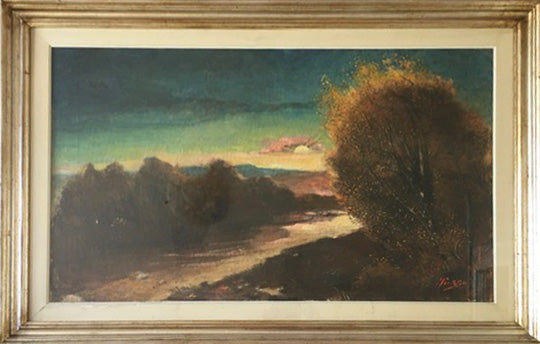 Rutilio Muti - Mugello 1938 tramonto sulla Sieve la notte