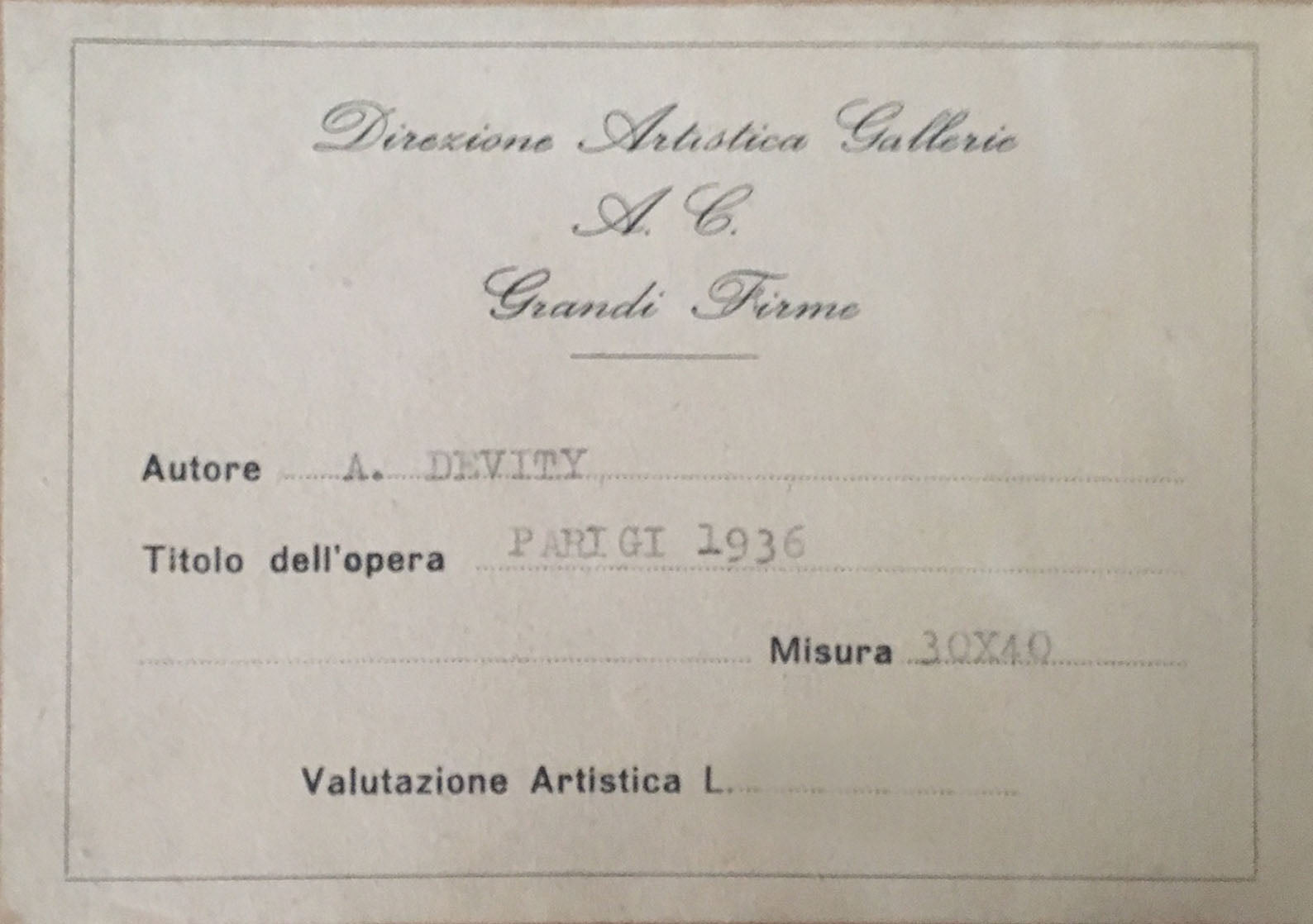 Antonio De Vity - Parigi 1936