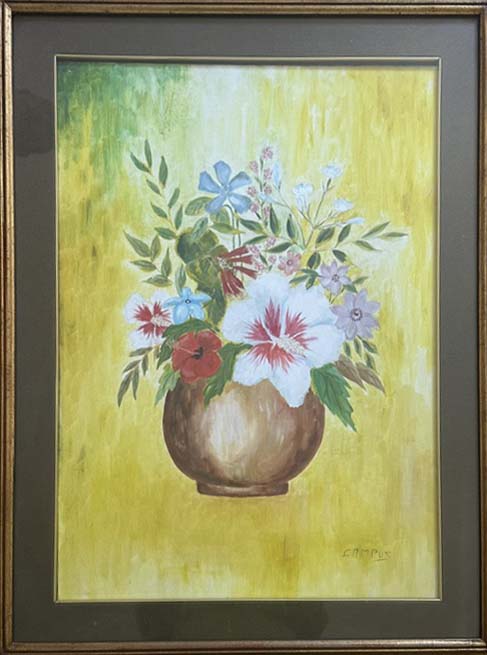 Olio su tela con fiori di Eleonora Campus