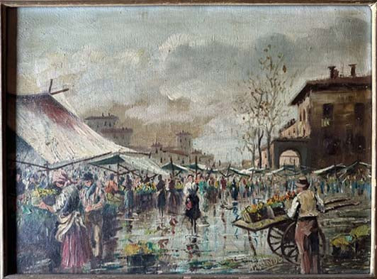 Opera senza titolo a olio su tela di A. Nando
