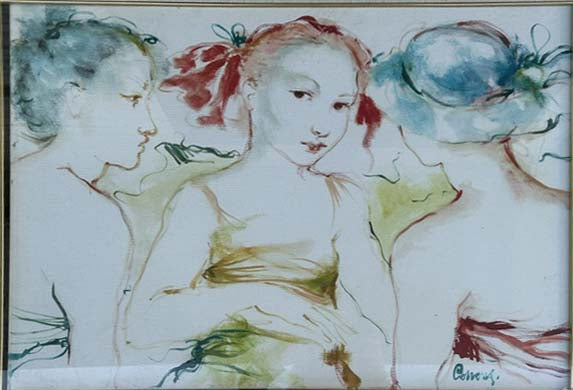 Tre figure femminili in olio su tela di Roberta Correnti