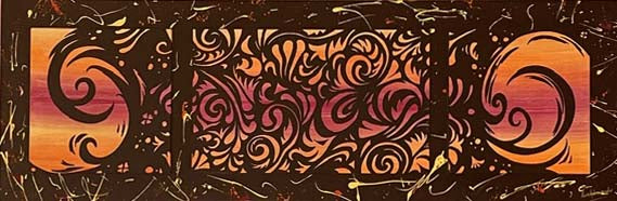 Red Arabesque, tecnica mista su tavola di Lara Androvandi