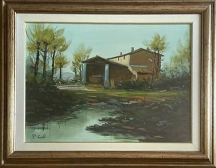 Paesaggio a olio su tela di Pino Conti