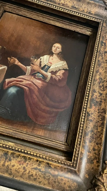 Donna seduta in un interno – Olio su tavola – Gabriel Metsu