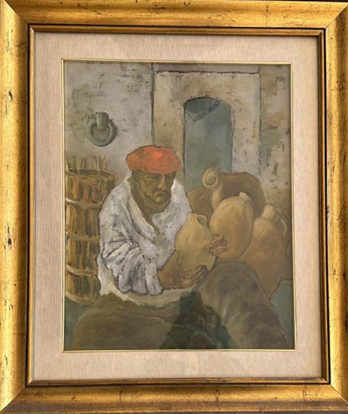 Vecchio e giare - Olio su tela - Nicola Jannelli