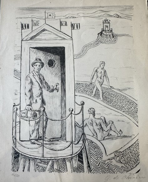 L'ospite misterioso - litografia su carta - Giorgio De Chirico