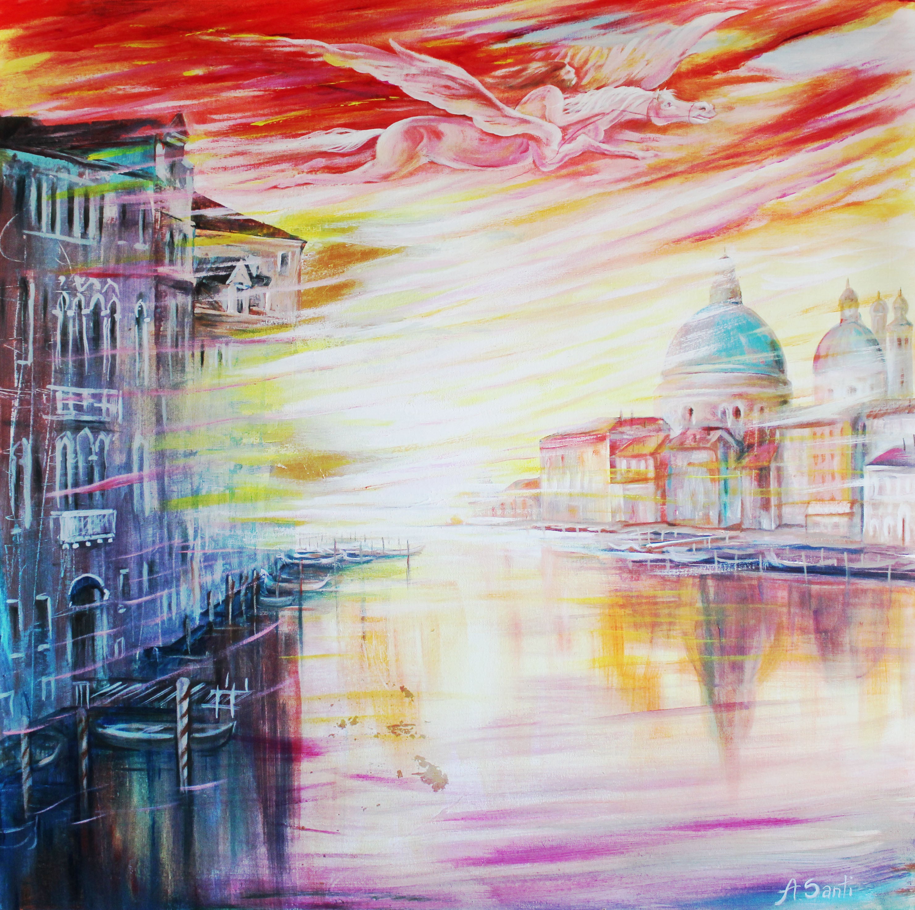 Arduina Santi - Cavalcata nel tramonto veneziano