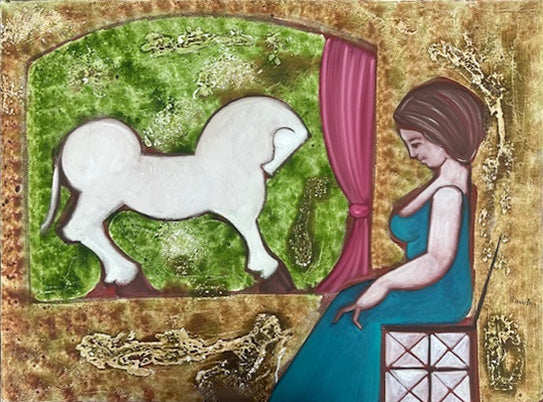 Franco Rivola in arte Rowlia - Donna con cavallo