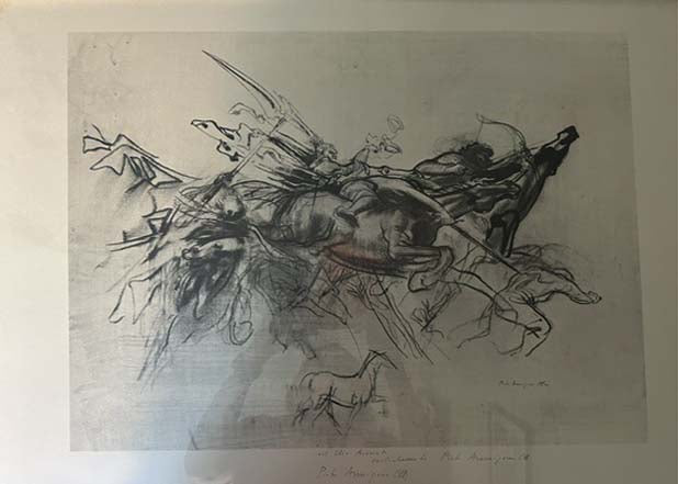 Stampa di Pietro Annigoni con cavallo e cavaliere dell'Apocalisse