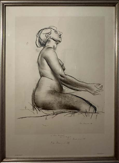 Stampa figurativa di Pietro Annigoni con nudo