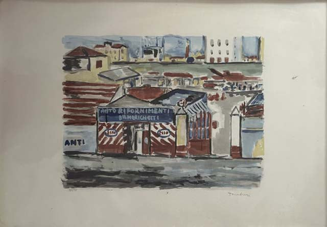 Veduta urbana – Litografia su carta – Tamburi