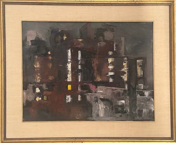 Paesaggio, olio su tela di F. Minei