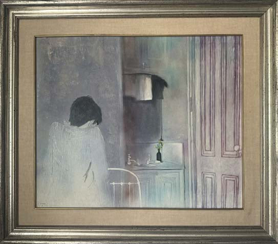Figura, olio su tela di F. Minei