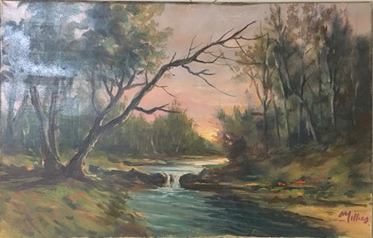Millus (Mario Illusi) - Senza titolo (paesaggio fluviale)