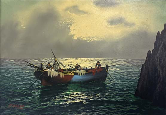 Barca, olio su tela di Moreno