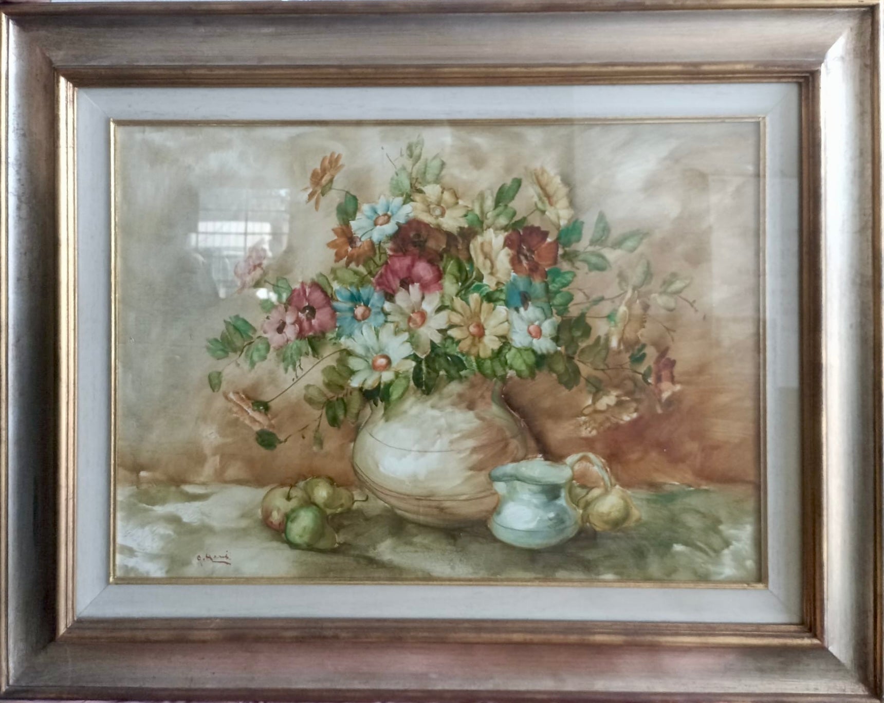 Olio su tela con fiori di René
