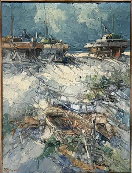 Vecchia barca di Antonio Di Viccaro, olio su tela