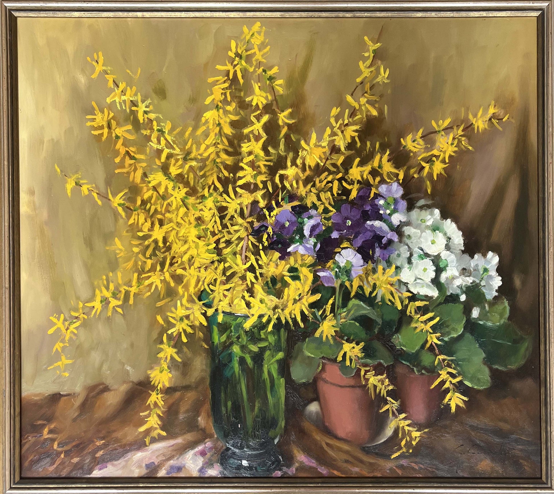 Quadro con fiori, di Gino Corvetta, olio su tavola