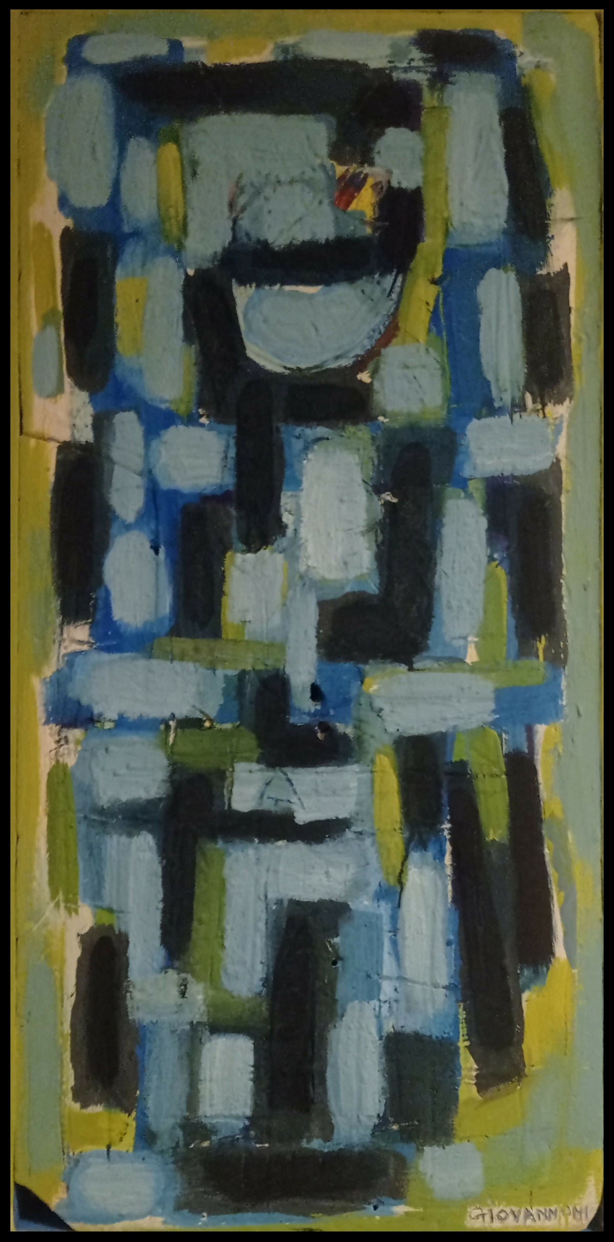 Movimento continuo di Gianfranco Giovannoni, pittura a pennello con acrilici e pigmenti su supporto materico