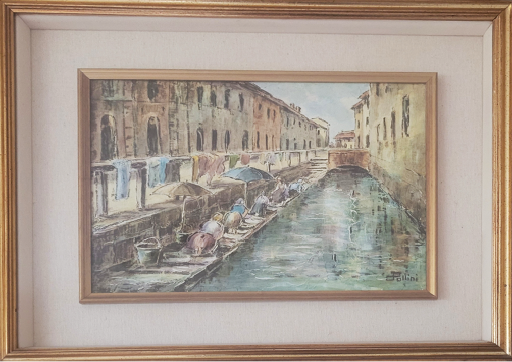 Dario Pollini - Vecchia Milano - Un angolo del Naviglio lungo la via Sforza (Le Lavandaie)