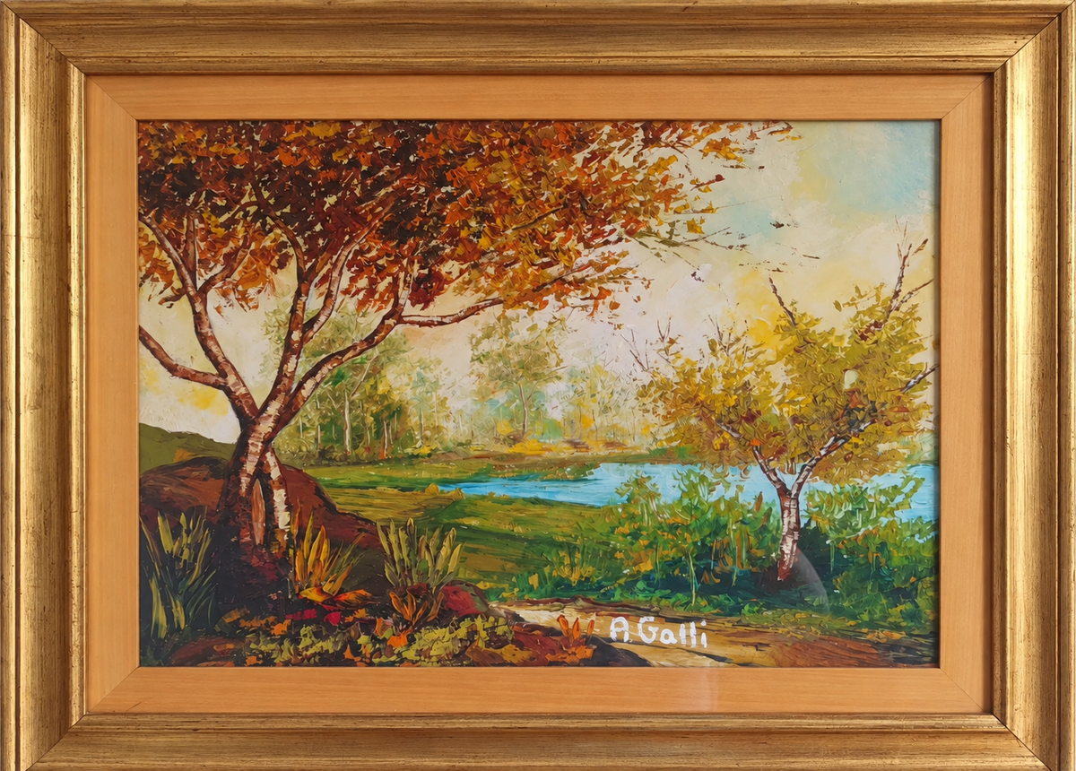 Senza titolo paesaggio di A.Galli, olio su tela