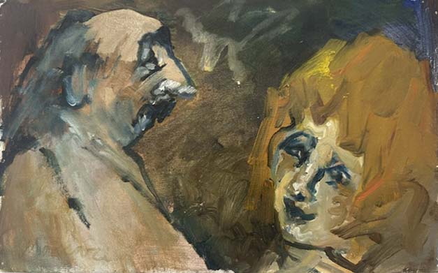 Opera figurativa di Mino Maccari, olio su cartone