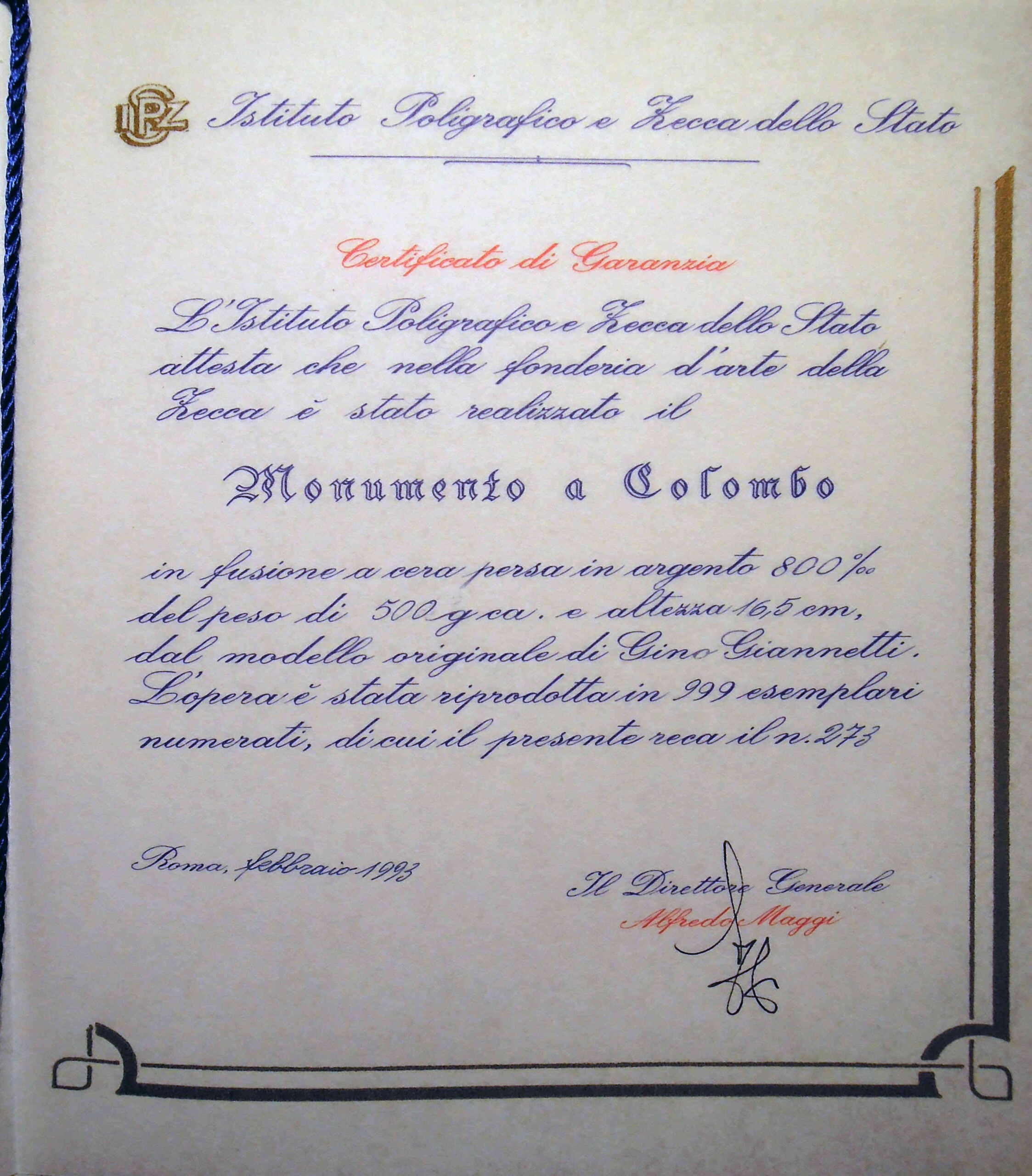 Istituto Poligrafico della Zecca dello Stato - Monumento a Colombo