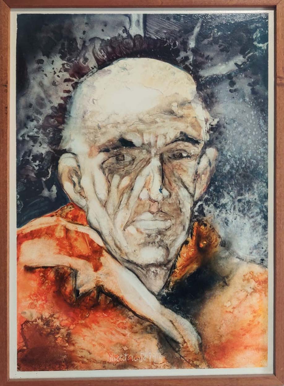 Espressioni, olio su masonite di Enrico Montonati