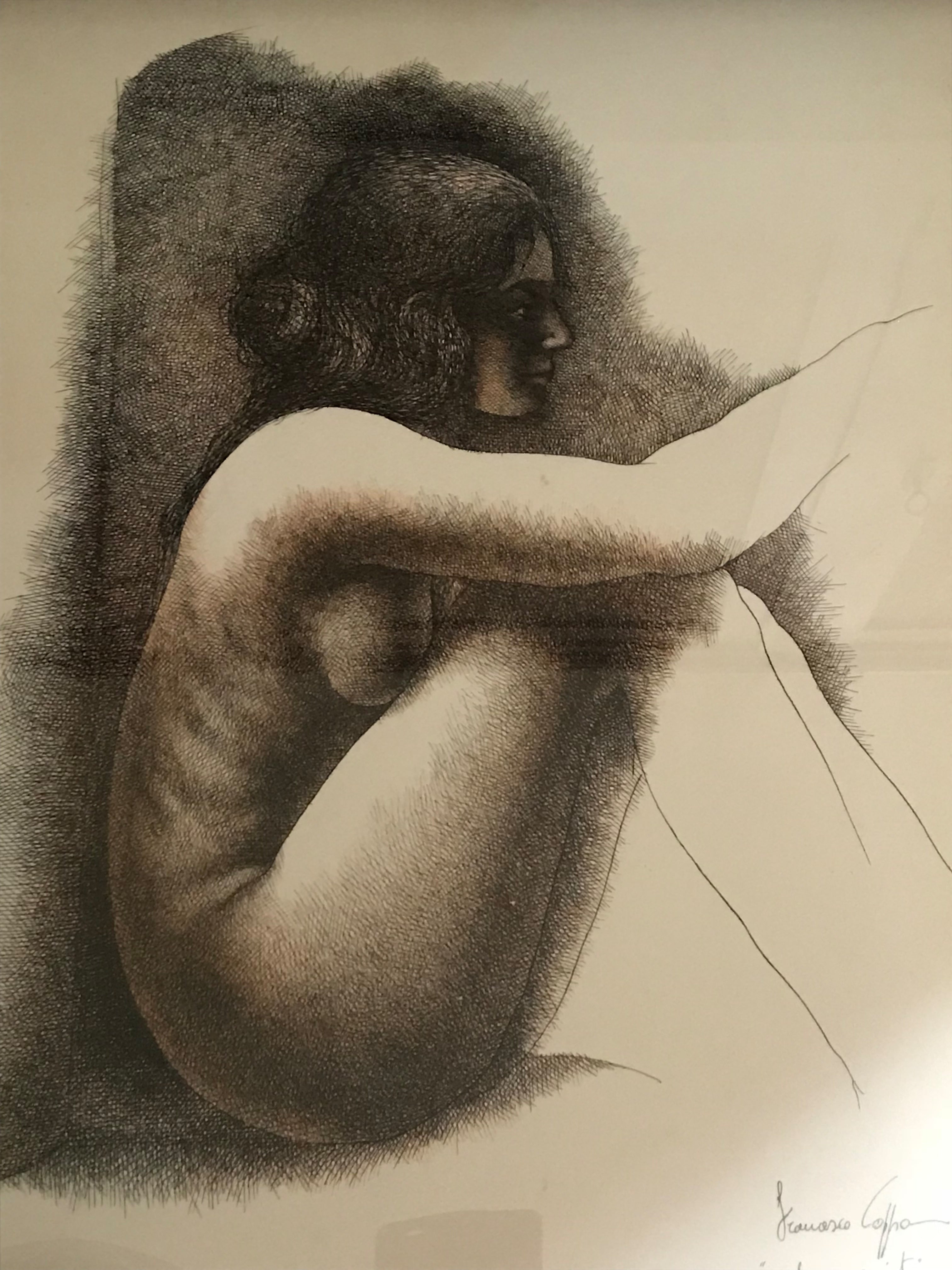 Francesco Coppa - Desnudo en cuclillas