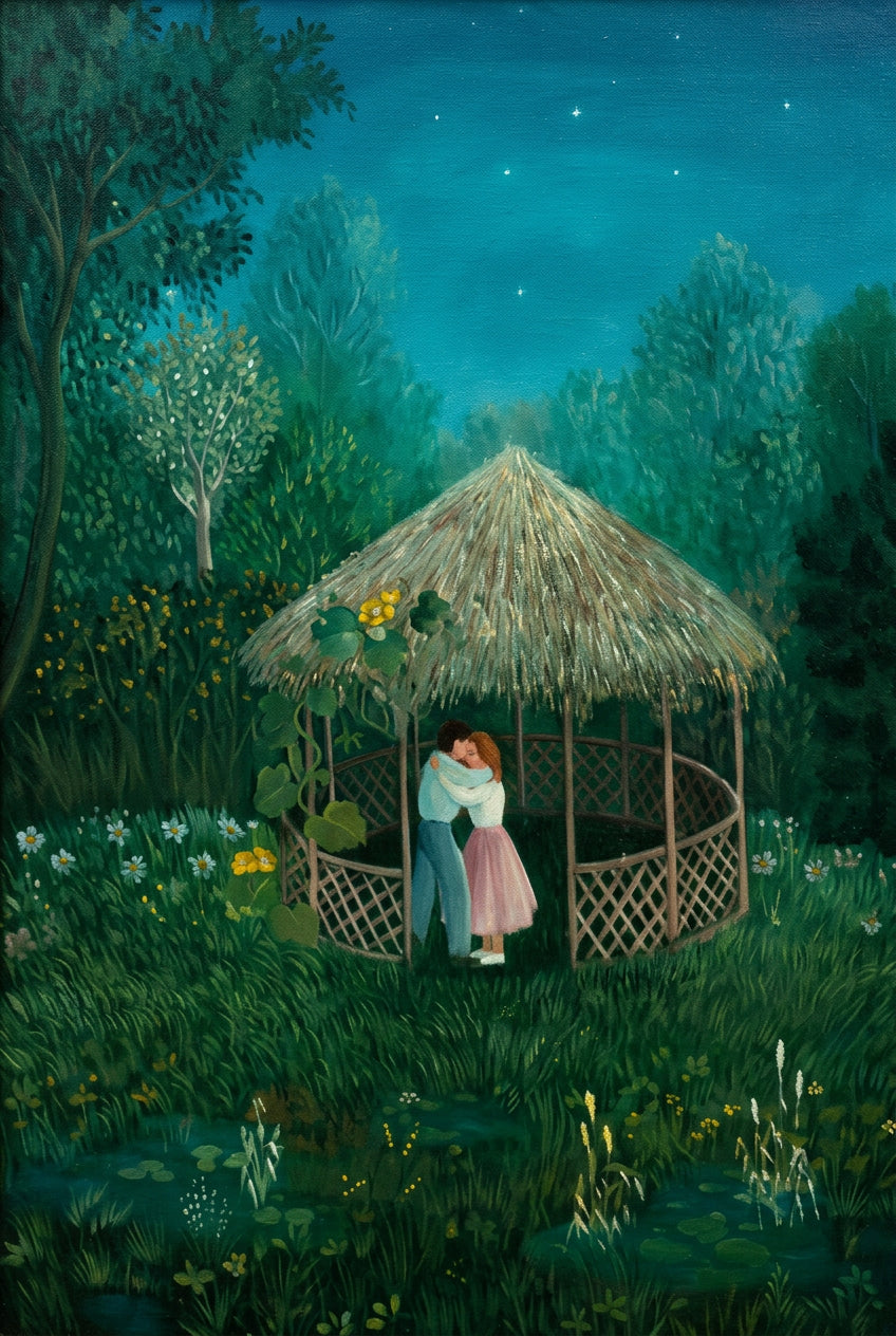 Di sera nel capanno, di Lorenzo Prato, Olio su tela, 50 x 39.5 cm