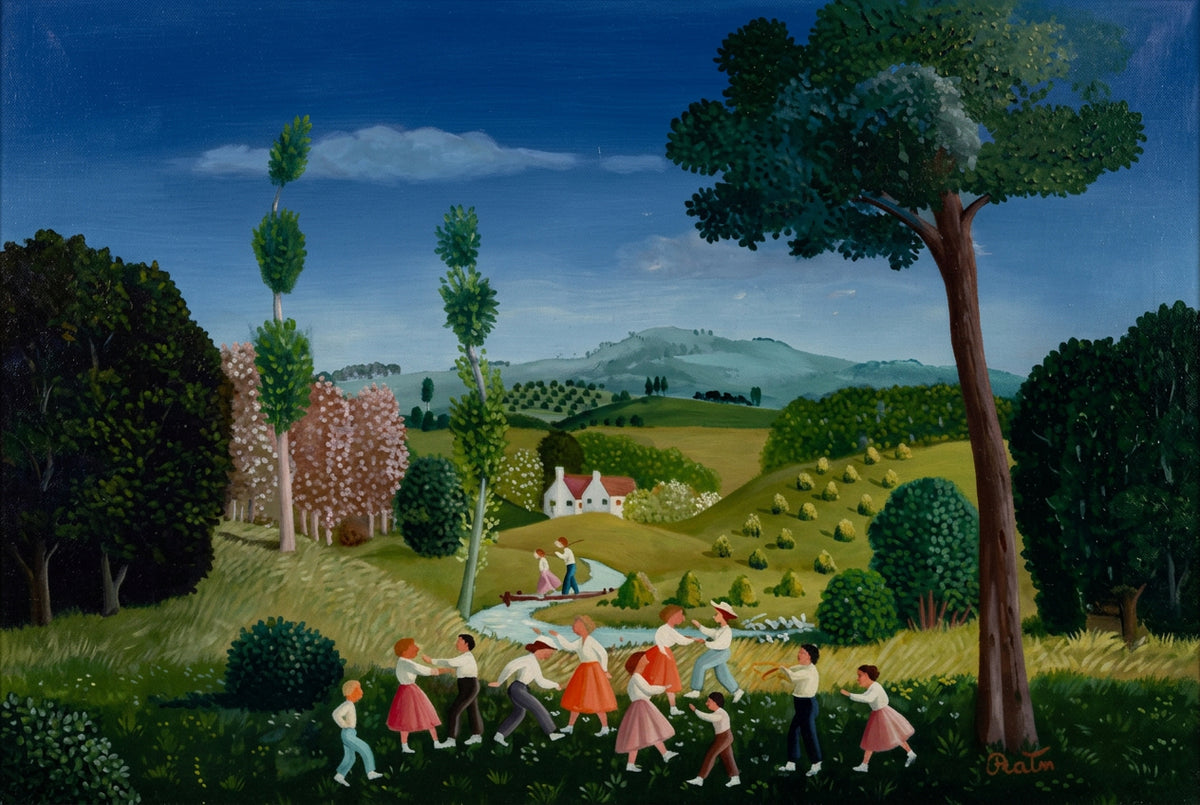 Senza titolo (figure danzanti), di Lorenzo Prato, Olio su tela, 50 x 39.5 cm