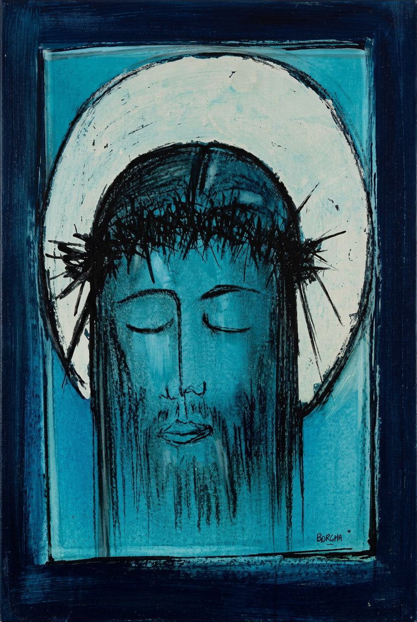 Senza titolo (Cristo), di Mario Borgna, Tecnica mista su tela, 39 x 49 cm