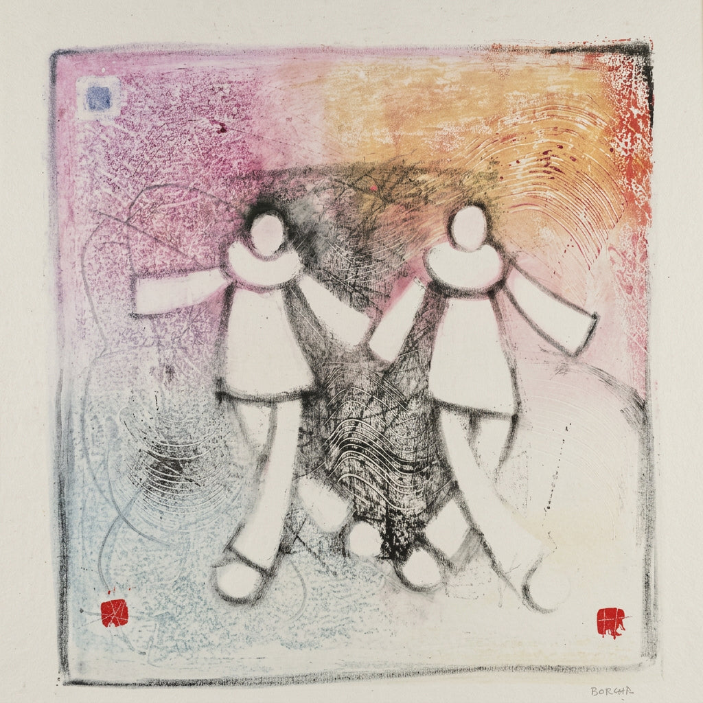 Senza titolo (Pierrot), di Mario Borgna, Grafica d'arte, 41 x 45 cm