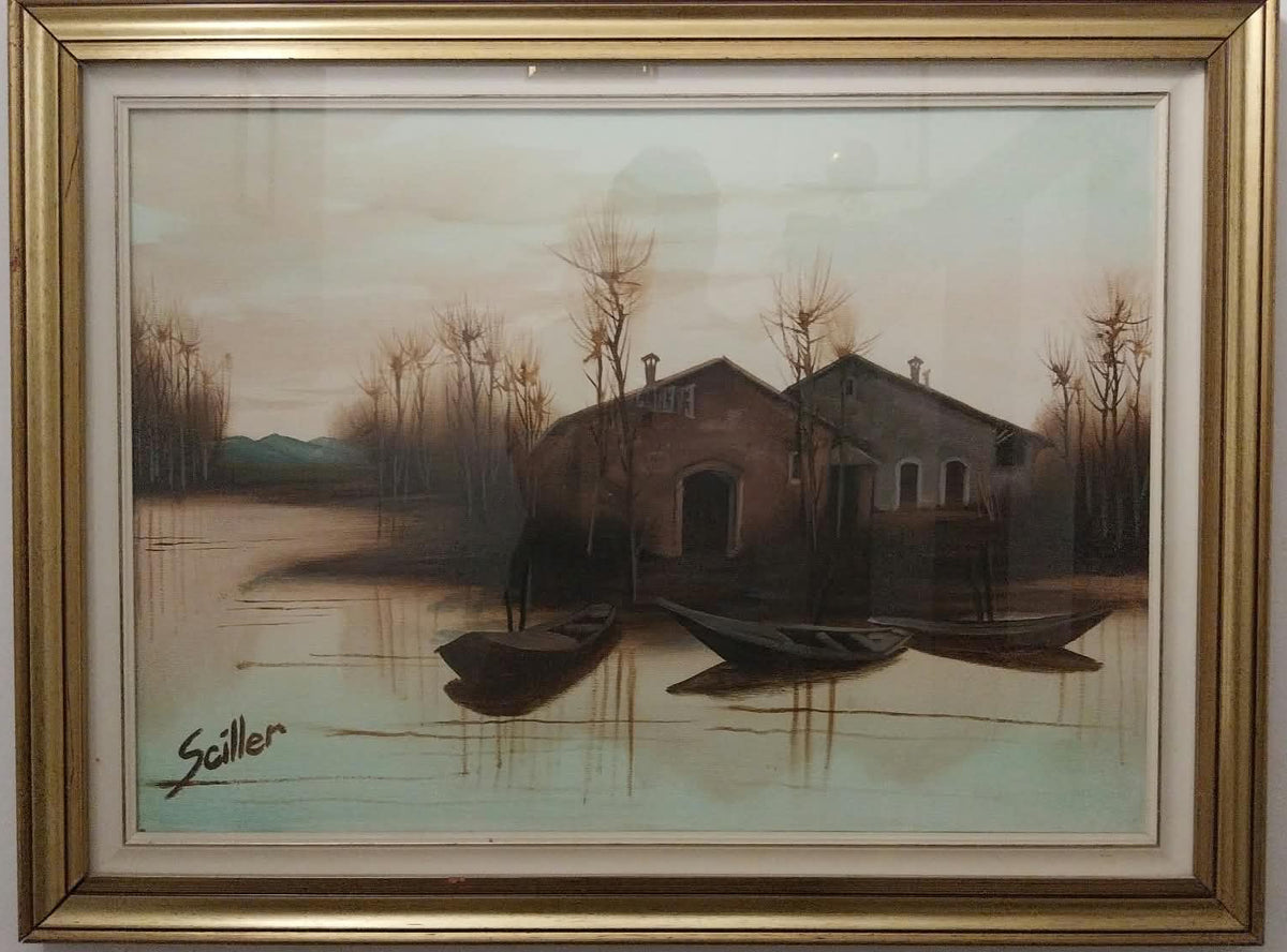 Alba sulla Riviera, di Francesco Schiller, Olio su tela, 70 x 50 cm