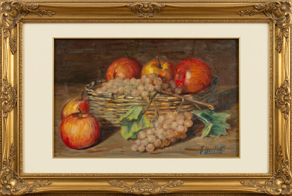 Natura morta con frutta, di Torquato Merlotti, Olio su tavola, 40 x 30 cm