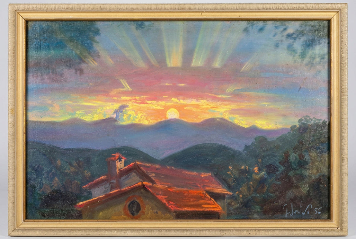Senza titolo (paesaggio), di G. Savi, Tecniche miste, 50 x 35 cm