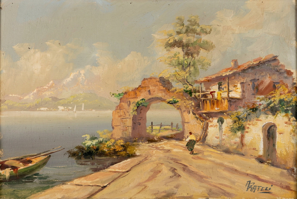 Senza titolo (paesaggio), di A. Prateci, Olio su tela, 50 x 40 cm