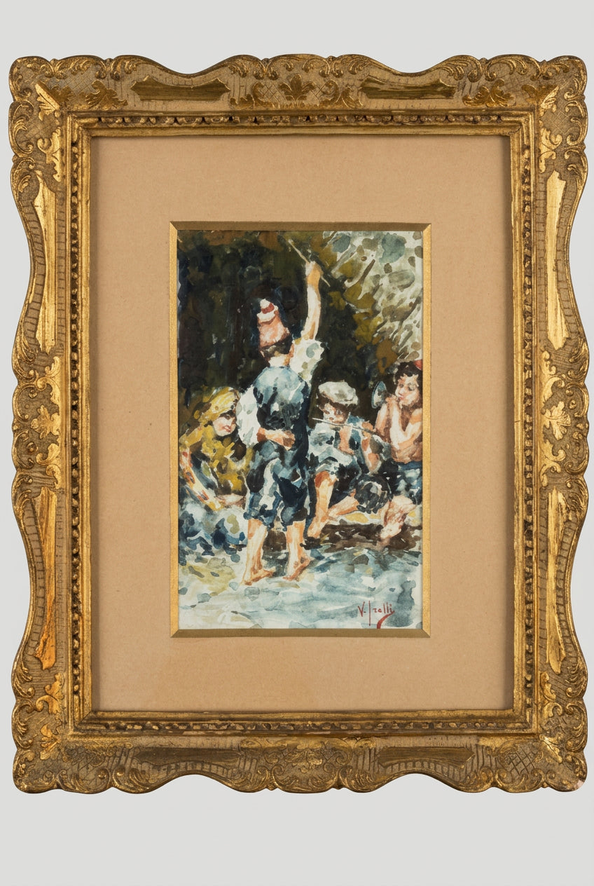 Senza titolo (Orchestrina) di Attribuibile Vincenzo Irolli, acquerello, 10 x 16 cm