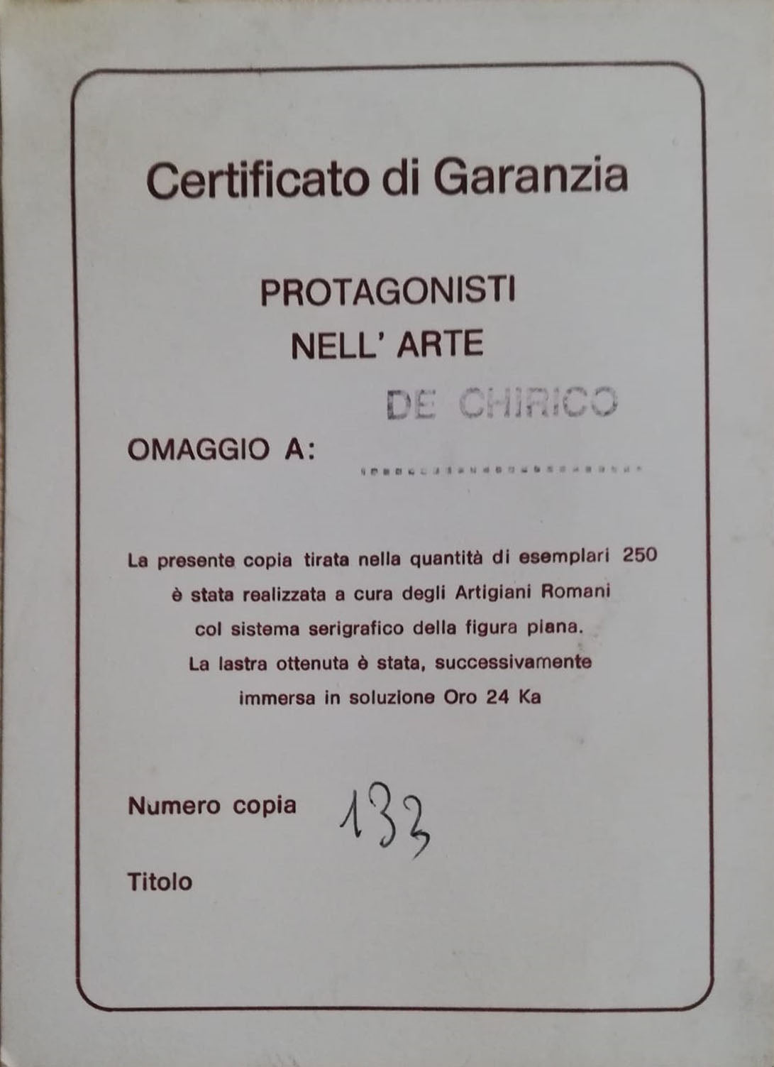 Giorgio de Chirico - Senza titolo