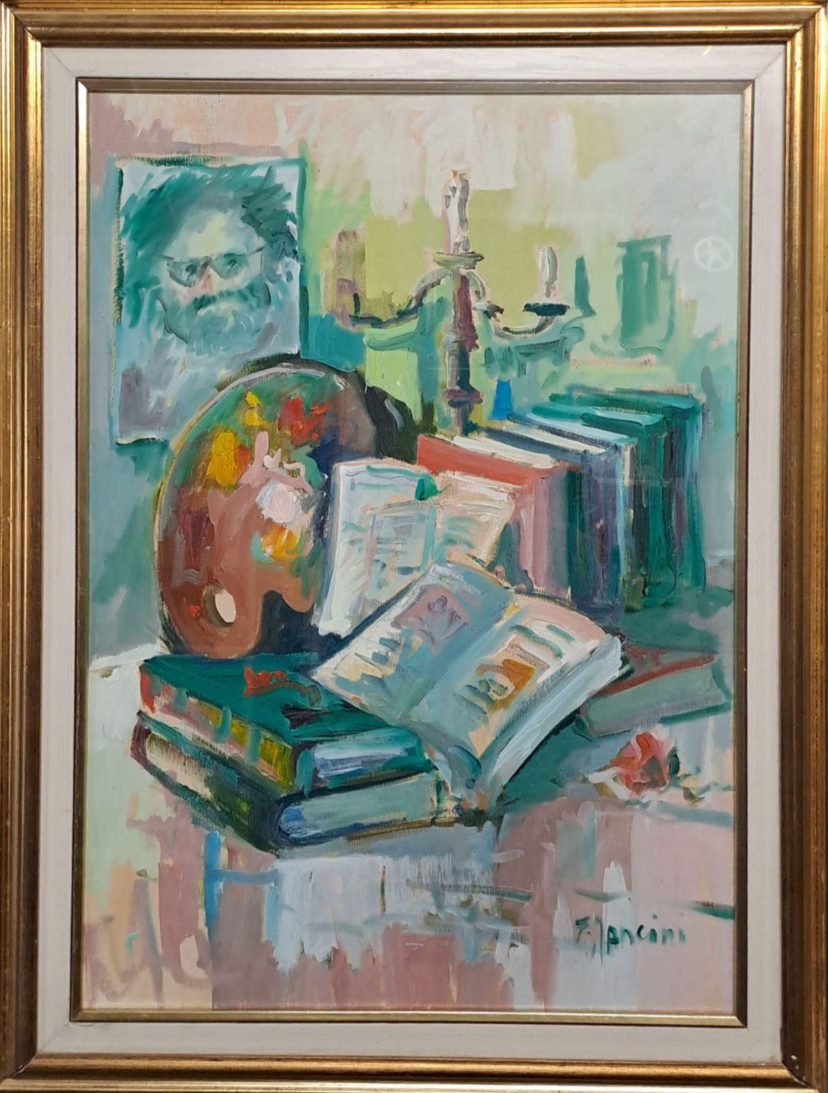 Francesco Mancini - Self-portrait in the studio