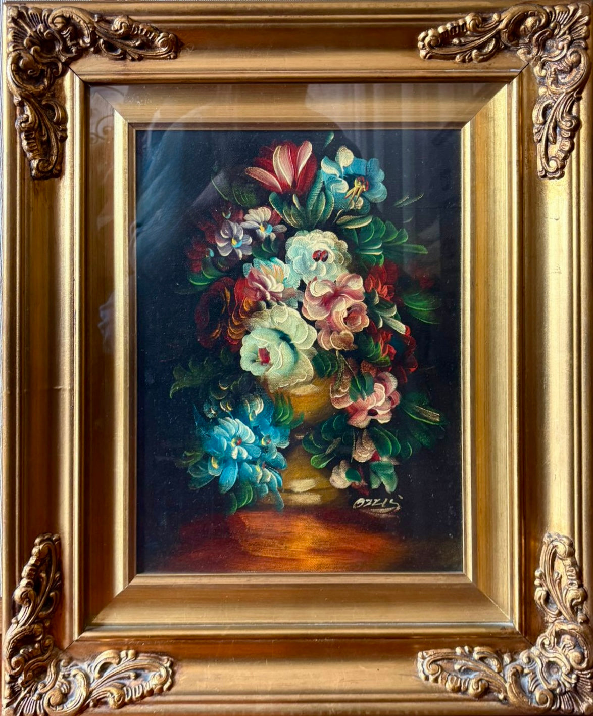 Fiori fiamminghi a olio su tela di Anna Ozzici