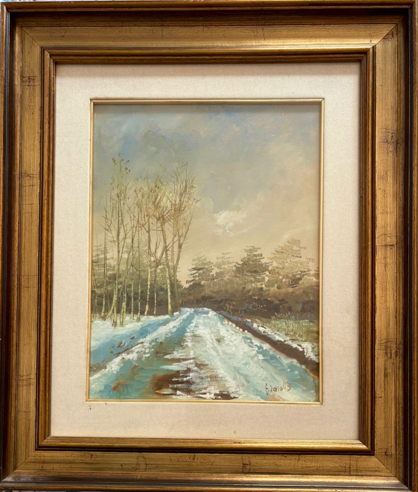 Paesaggio di campagna a olio su tela, autore anonimo