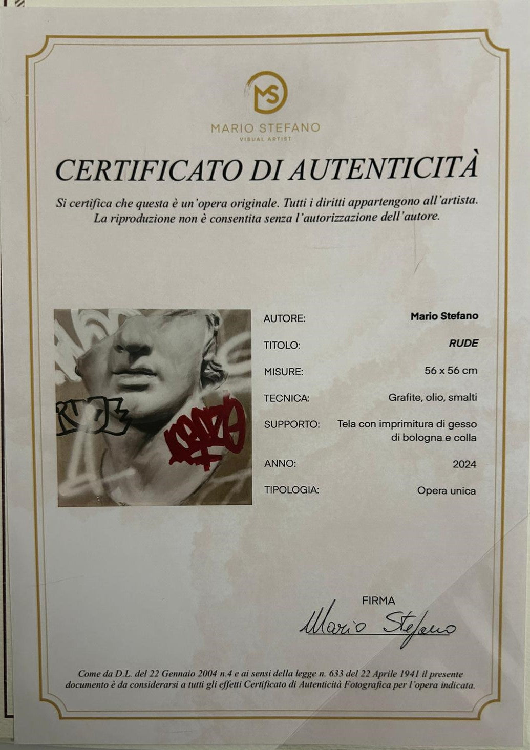 Rude - grafite , olio e smalti- Mario Stefano