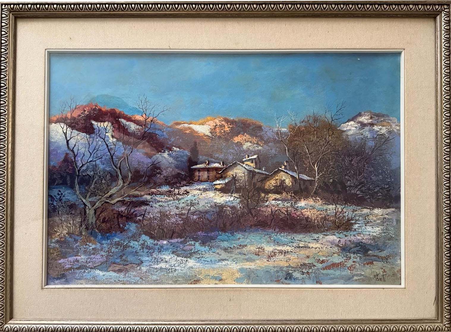 La nevicata, olio su tela di Vincenzo Fanti