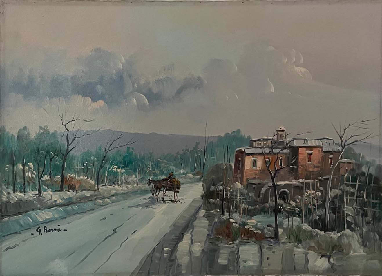 Paesaggio, di G. Bersa', olio su tela