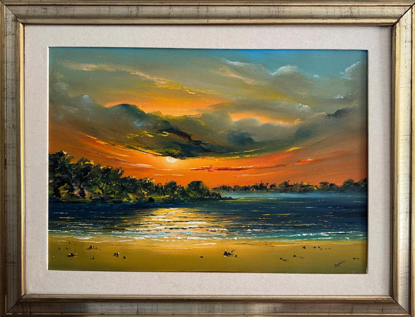 Tramonto, di Orlando Serpietri, olio su tela