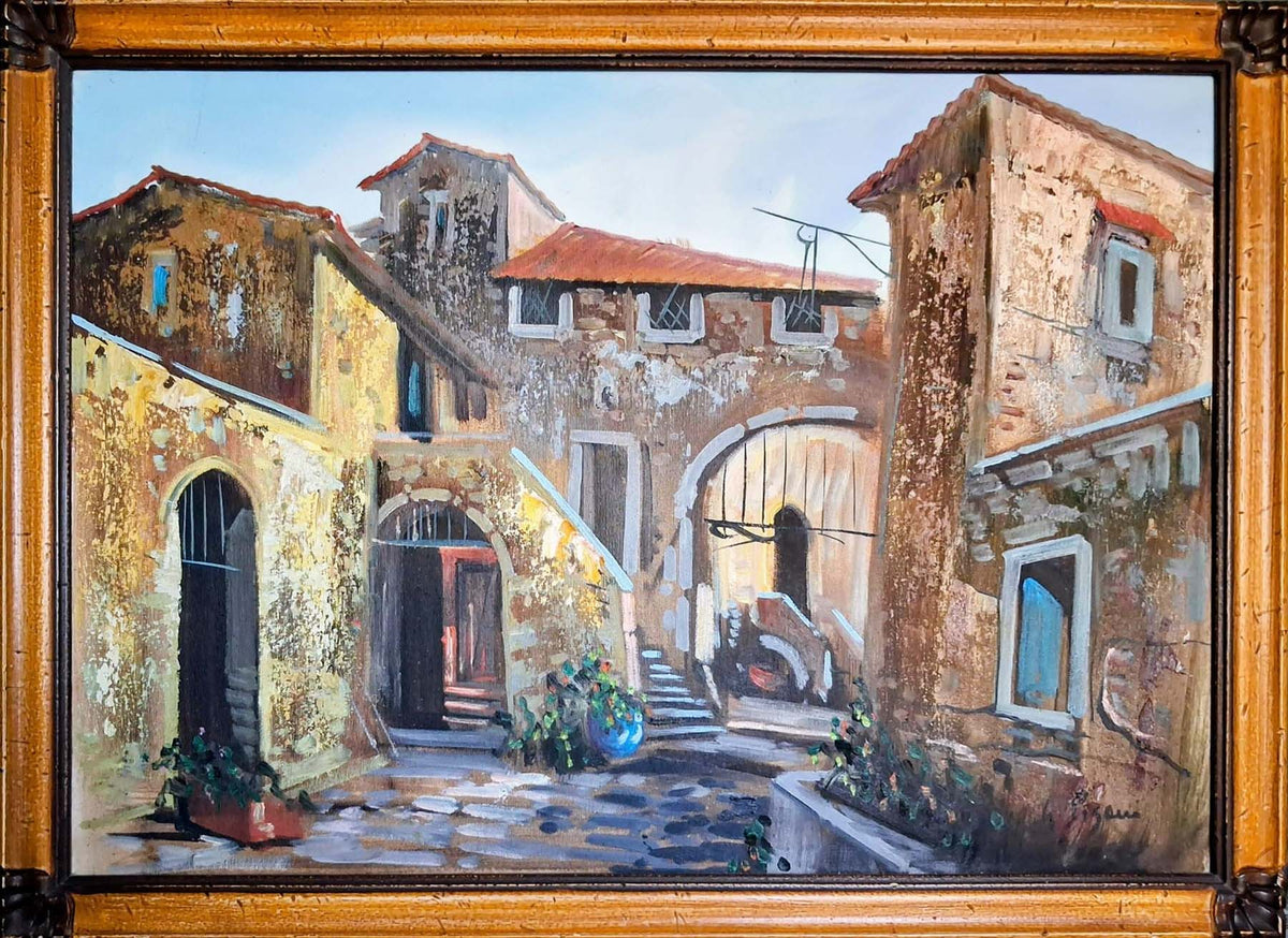 Cascinale - Olio su tela - Attribuito a Giuseppe Pisani