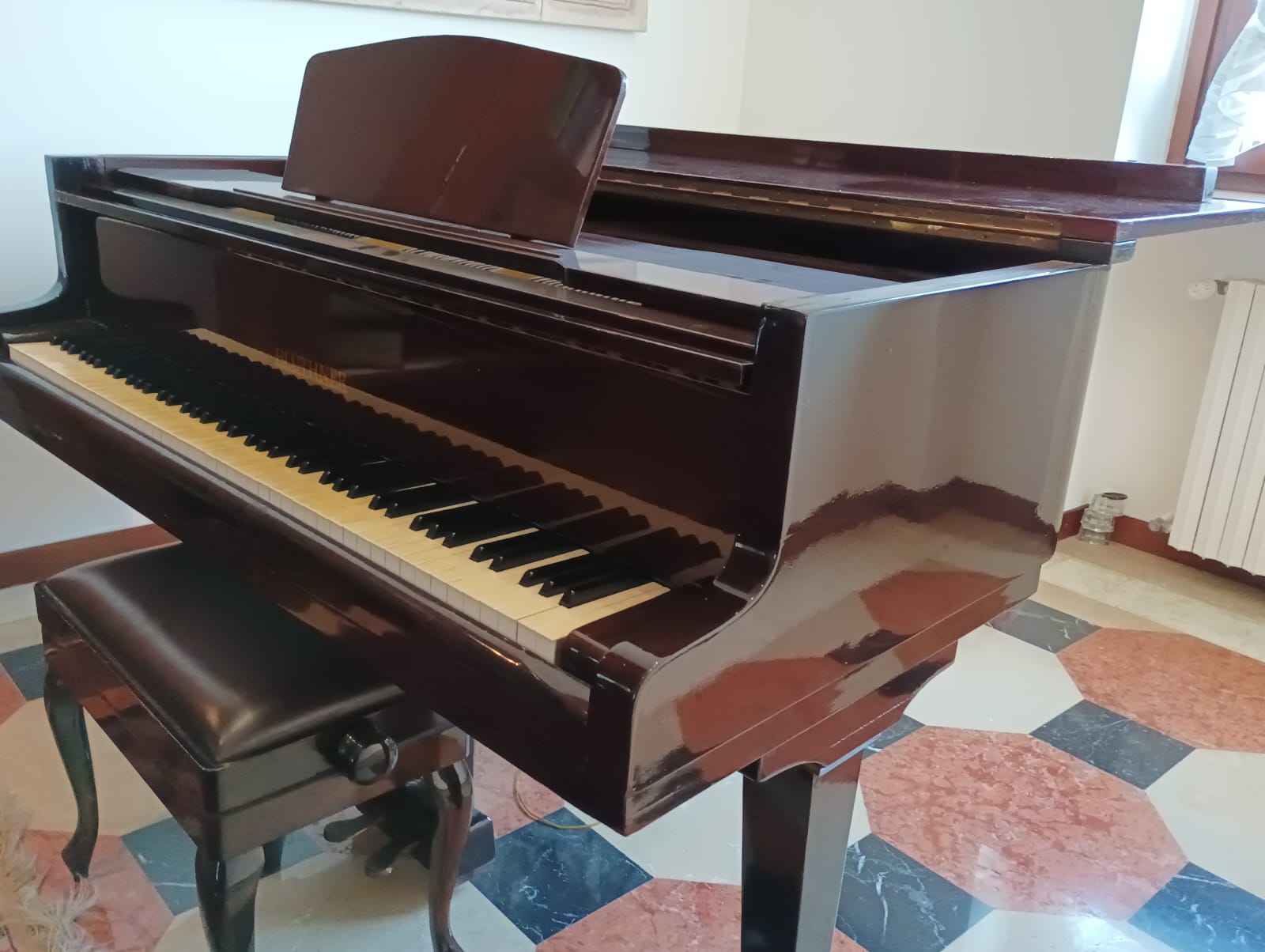 Piano de cola con banco de cuero - Bluethner