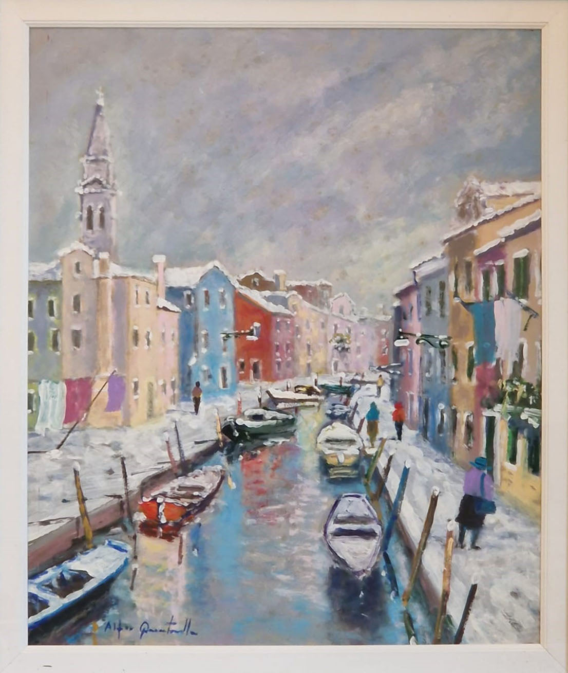 Alfio Quintavalle - Burano bajo la nieve, Canal Giudecca