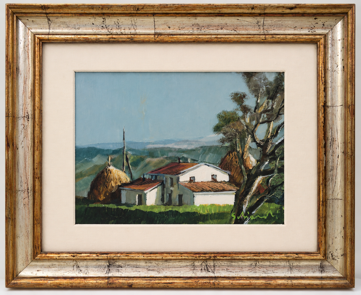 Colline marchigiane, olio su masonite di Giovanni Schiaroli